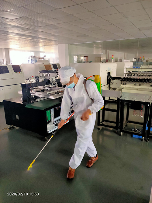 插件機廠家富興智能嚴(yán)格實行疫情消毒工作